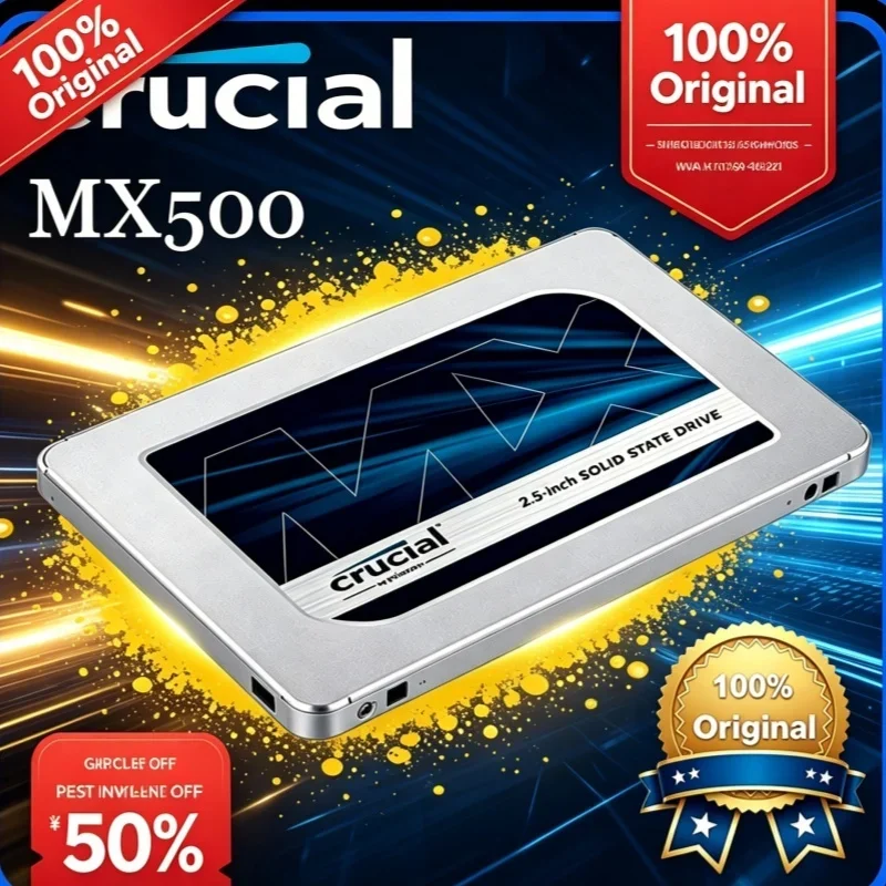 Unidad de estado sólido interna Crucial SSD MX500 BX500 de 240 GB, 500 GB, 3D NAND SATA de 2,5 pulgadas, de alta velocidad, para disco duro de portátil de 1 TB, 2 TB