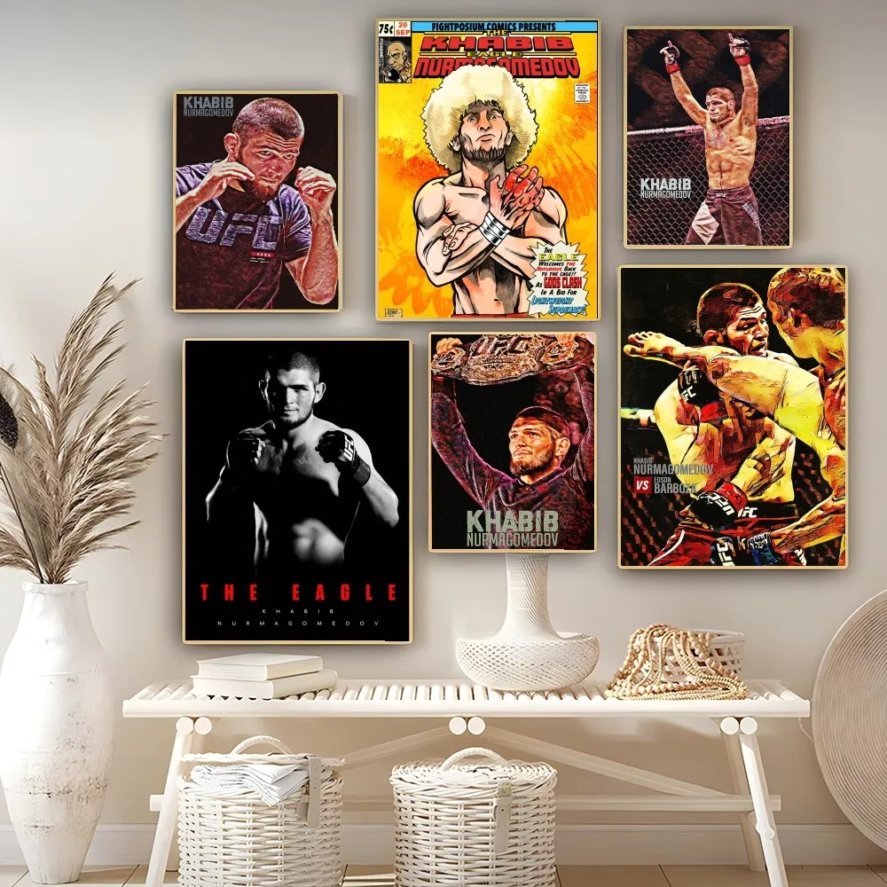 UFC Khabib Cool Nurmagomedov Vintage Posters Sticky Whitepaper Prints Posters Artwork Posters Wall Stickers