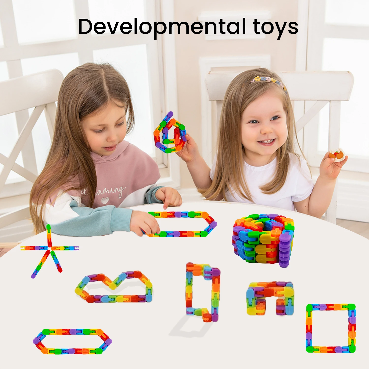 10Pcs 24 Sections Tracks Folding Chain Toy Cultivating Child\'s Imagination Adult Stress Relief Toy Sensory Fidget Toys Gifts