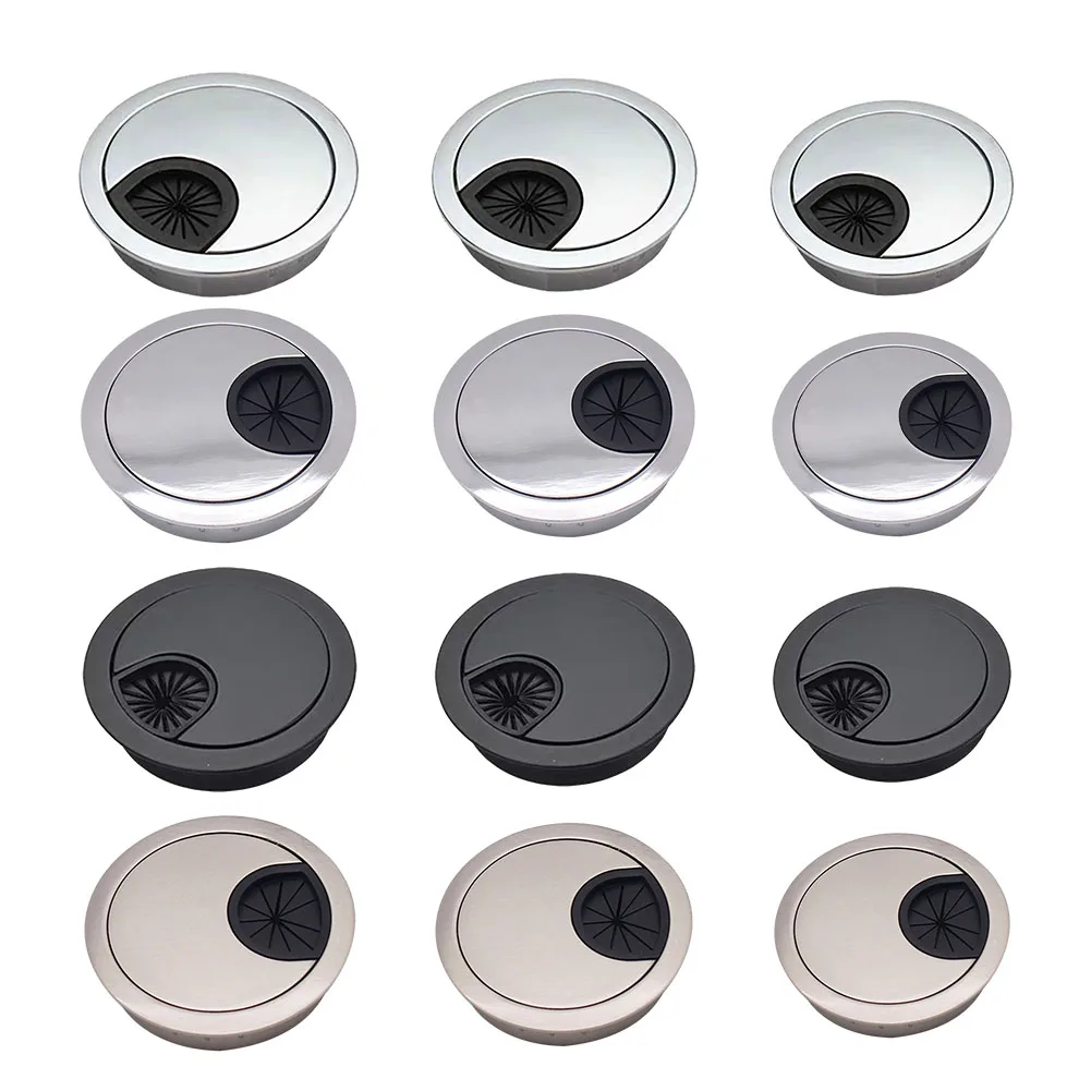 50/53/60mm PC Computer Desk Metal Grommet Table Cable Tidy Wire Hole Cover Cap Plug Desk Round Wire Tidy Grommet Cable Organizer