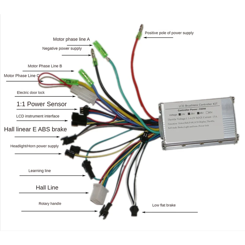 Brushless Controller LCD Display Panel Thumb Throttle 36-60V 350W Motor Electric Bicycles Scooter Brushless Controller Metal+ABS