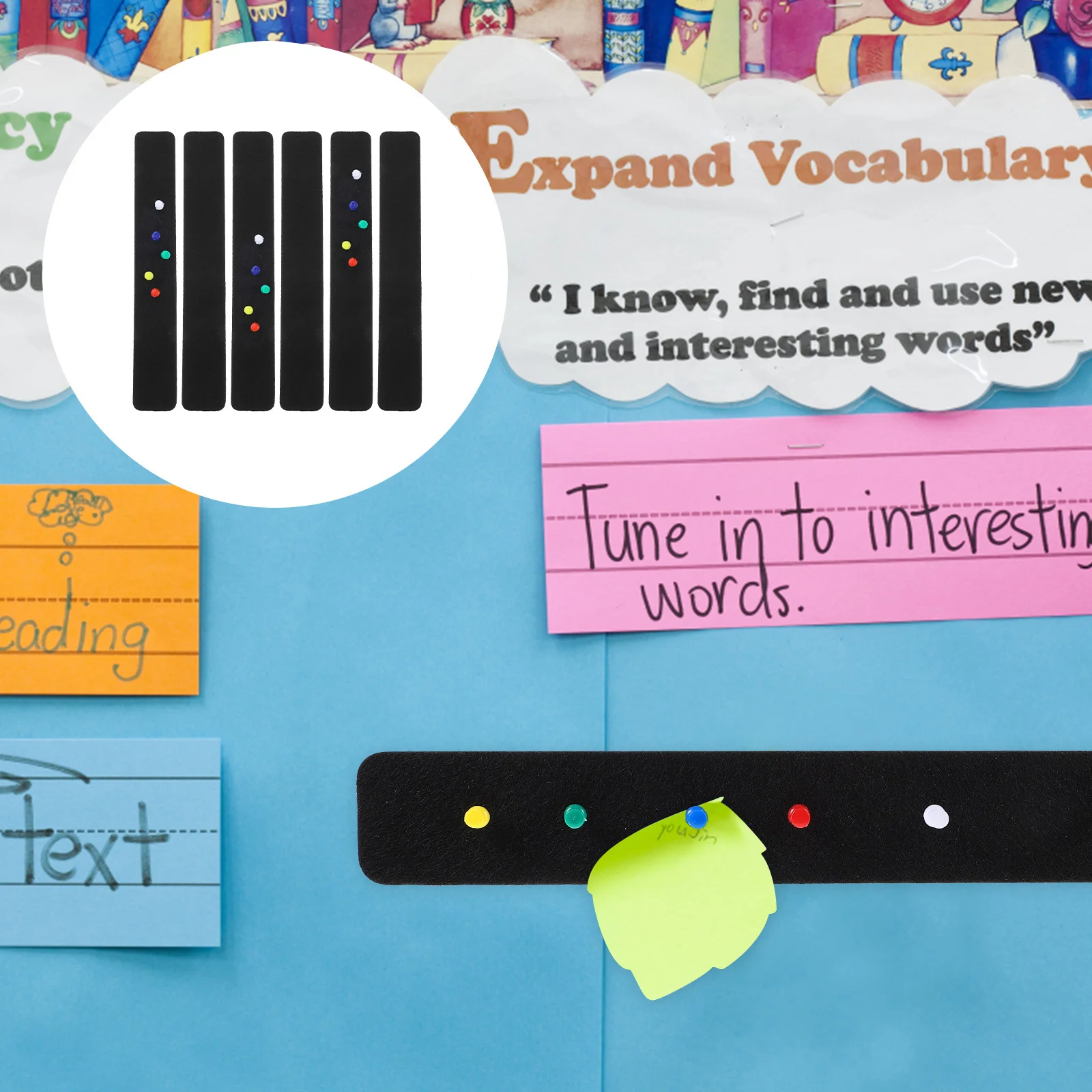 

6Pcs Felt Bulletin Board Strips Wall Pin Board Safe Simple Design Home Office Decor Pin Boards for Walls