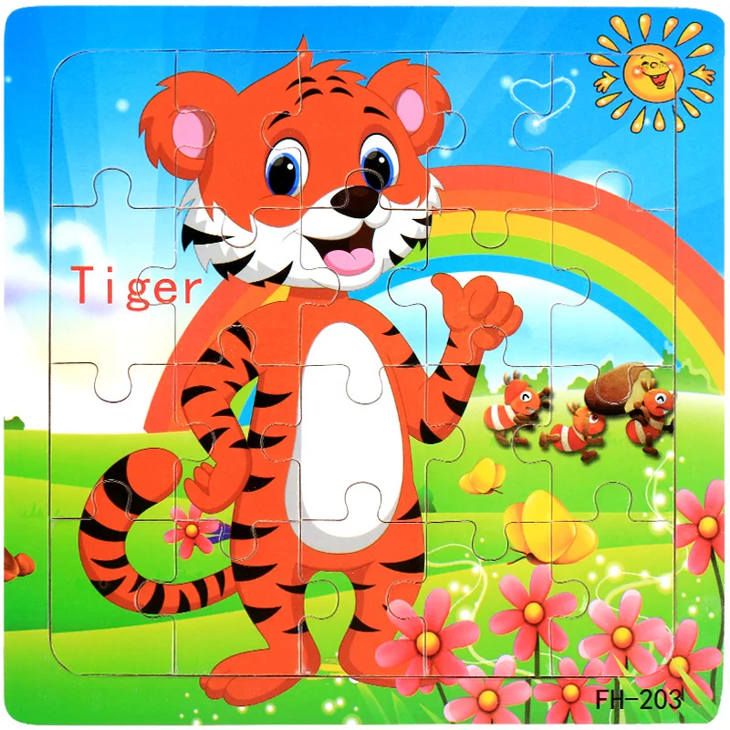 20 Piece Wooden 3d Puzzle Cartoon Animal Vehicle Jigsaw Puzzle Montessori Educational Toys For Kids Birthday Party Favors Gifts