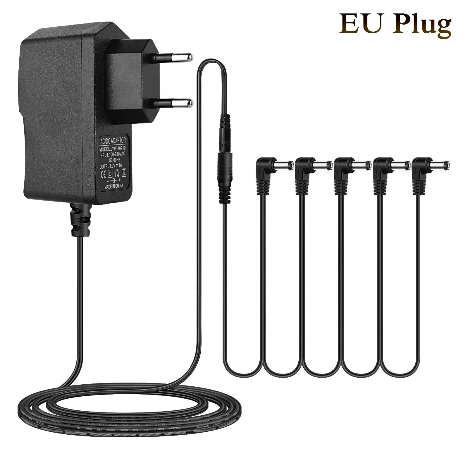 Gitarrenpedal-Stromversorgungsadapter 9V DC US UK EU Stecker & Minus 5-Wege-Daisy-Chain-Kabel Kompatibel mit den Meisten Gitarrenpedalen – Detail 2