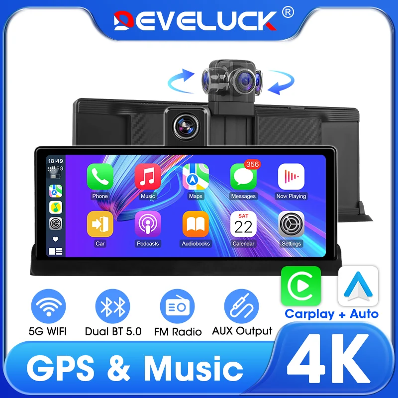 10.26'' Original Car Style Wireless CarPlay Screen Android Auto Rotatable Lens Dash Cam GPS Navigation Dashboard Video Recorder