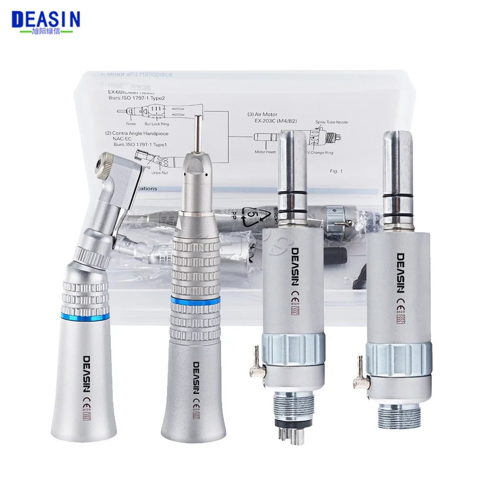 

Dental Handpiece Kit Low Speed Straight External Spray Air Turbine Motor 2/4 Holes Contra Angle Drill Dentistry Equipment