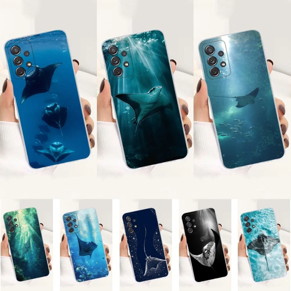 

Manta Ray Ocean Animal Phone Case For Samsung S30,S23,S21,S22,S20,Ultra,FE,Lite, S10,S9,S8,PIus,Transparent, Silicone Case