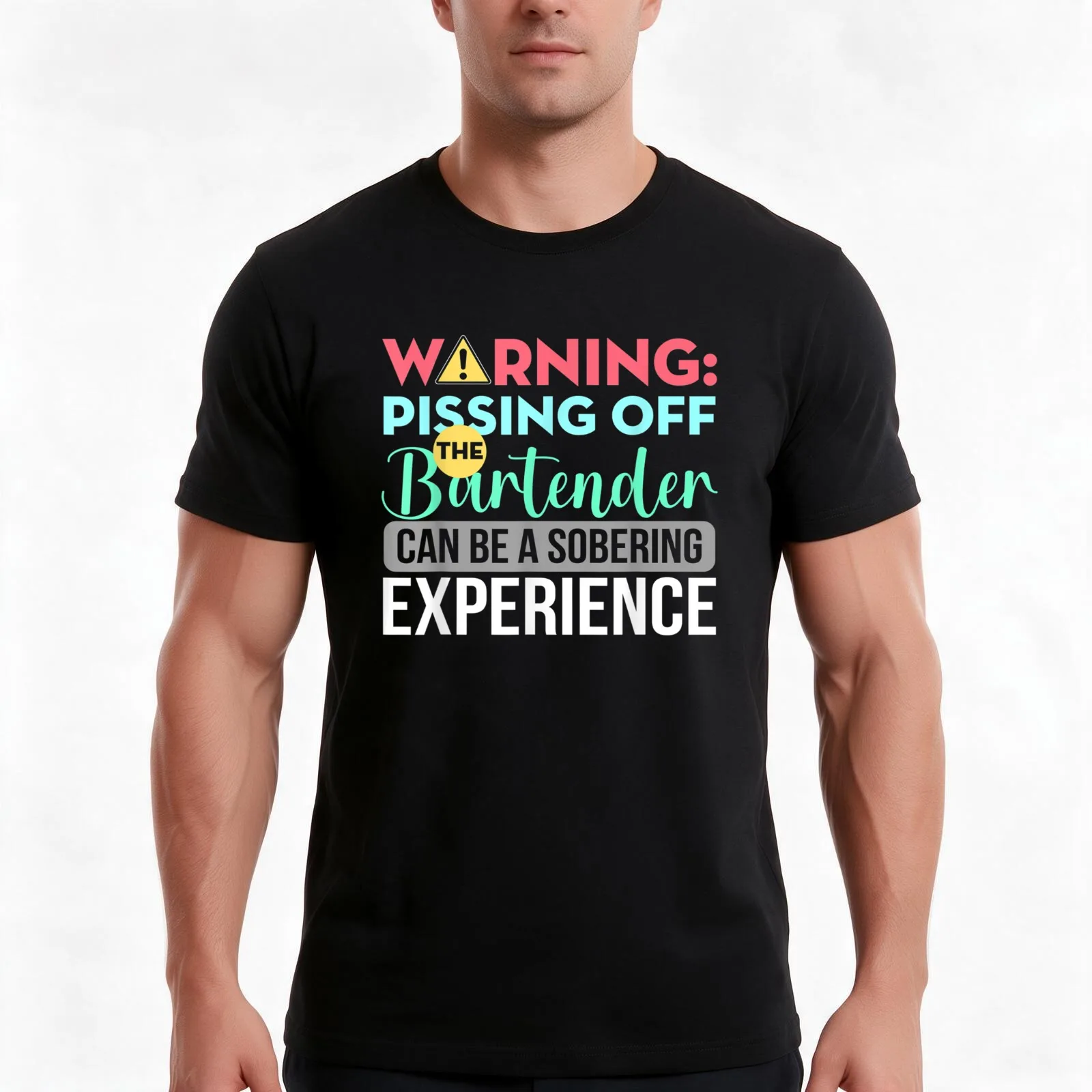 Bartender Funny Sarcastic Warning Pissing Off The Bartender T-Shirt Summer Casual Cotton Tee Oversized Streetwear Tops