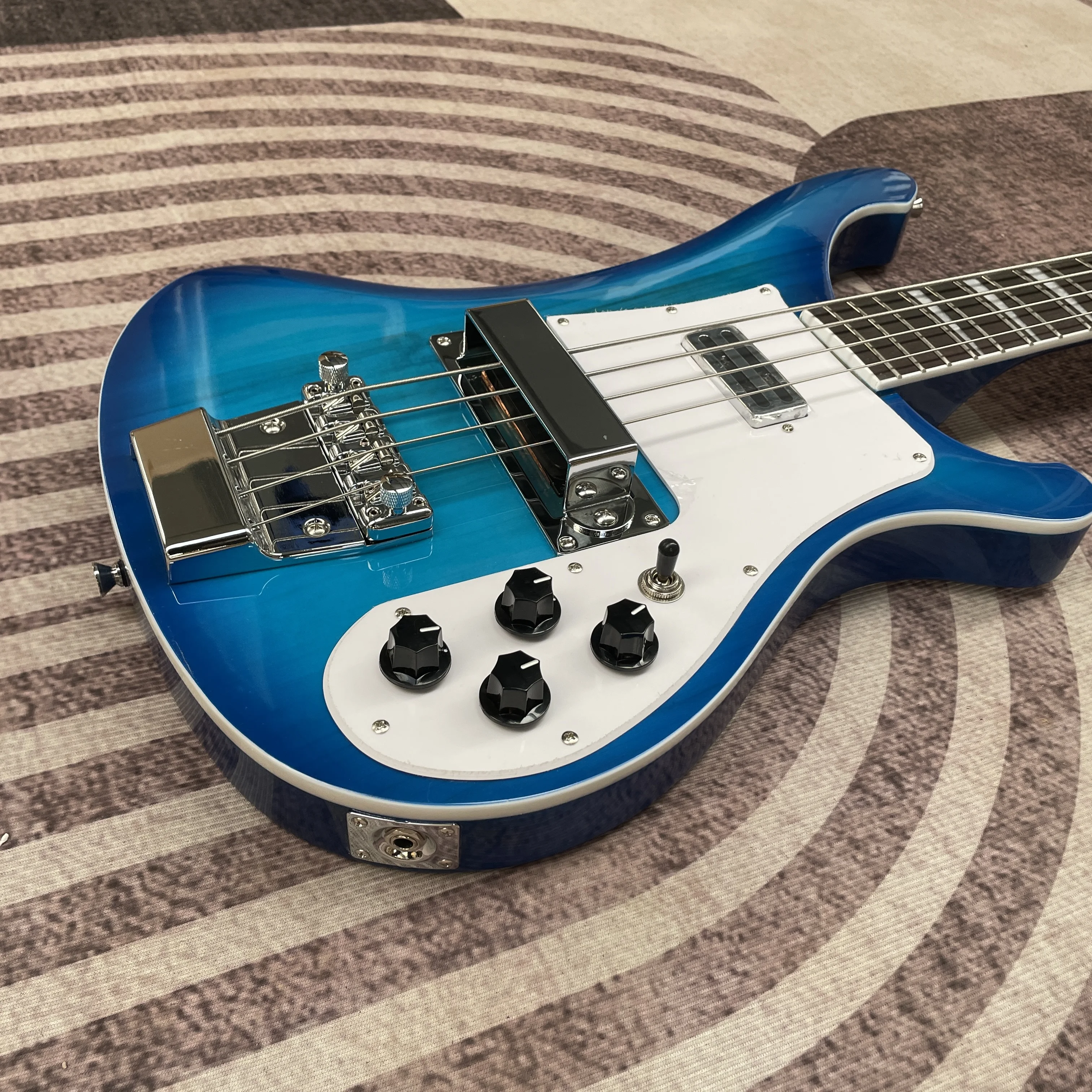 

Синяя бас-электрогитара 4003, 4 струны, корпус из цельного дерева, белая накладка, бесплатная доставка