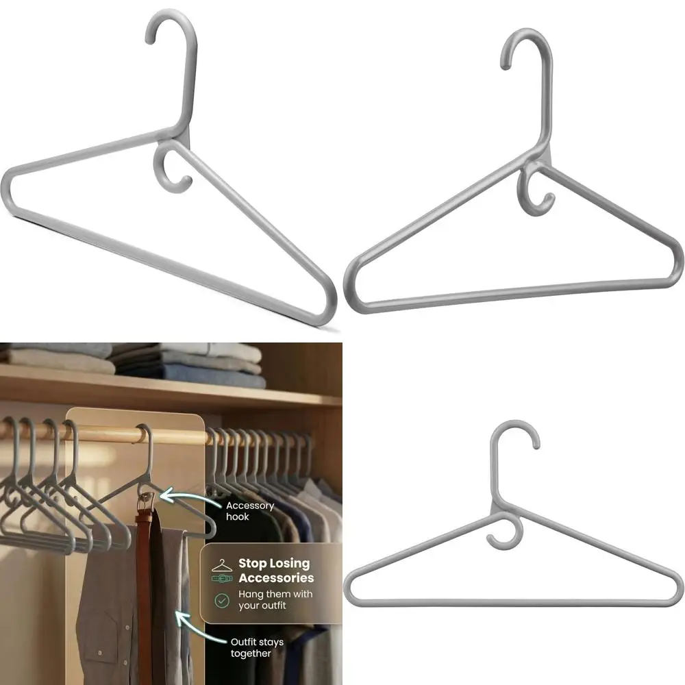 

Прочные вешалки с крючками для шарфов, ремней и тяжелой одежды — набор из 50 пластиковых вешалок, экономящих место