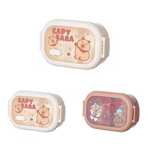 New Capybara Lunch Box Grid Leak Proof Meal Boxes Portable 1320ml Large Capacity Food Storage Box for Outdoor Picnic School