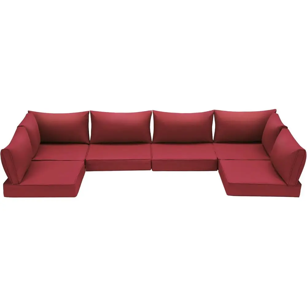 

14-Piece Outdoor Cushion Set for Patio Furniture - Water-Resistant Sofa & Sectional in Burgundy Red