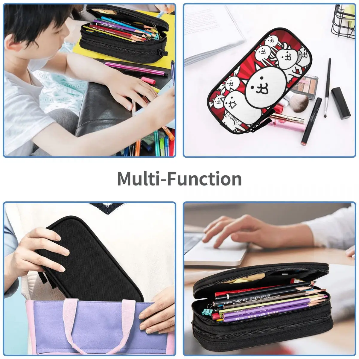 Nyanko Great War Battle Cats Pencil Cases Big Capacity Pen Bags Pen Box Pencil Pouch For Boys Girls Students Stationery School