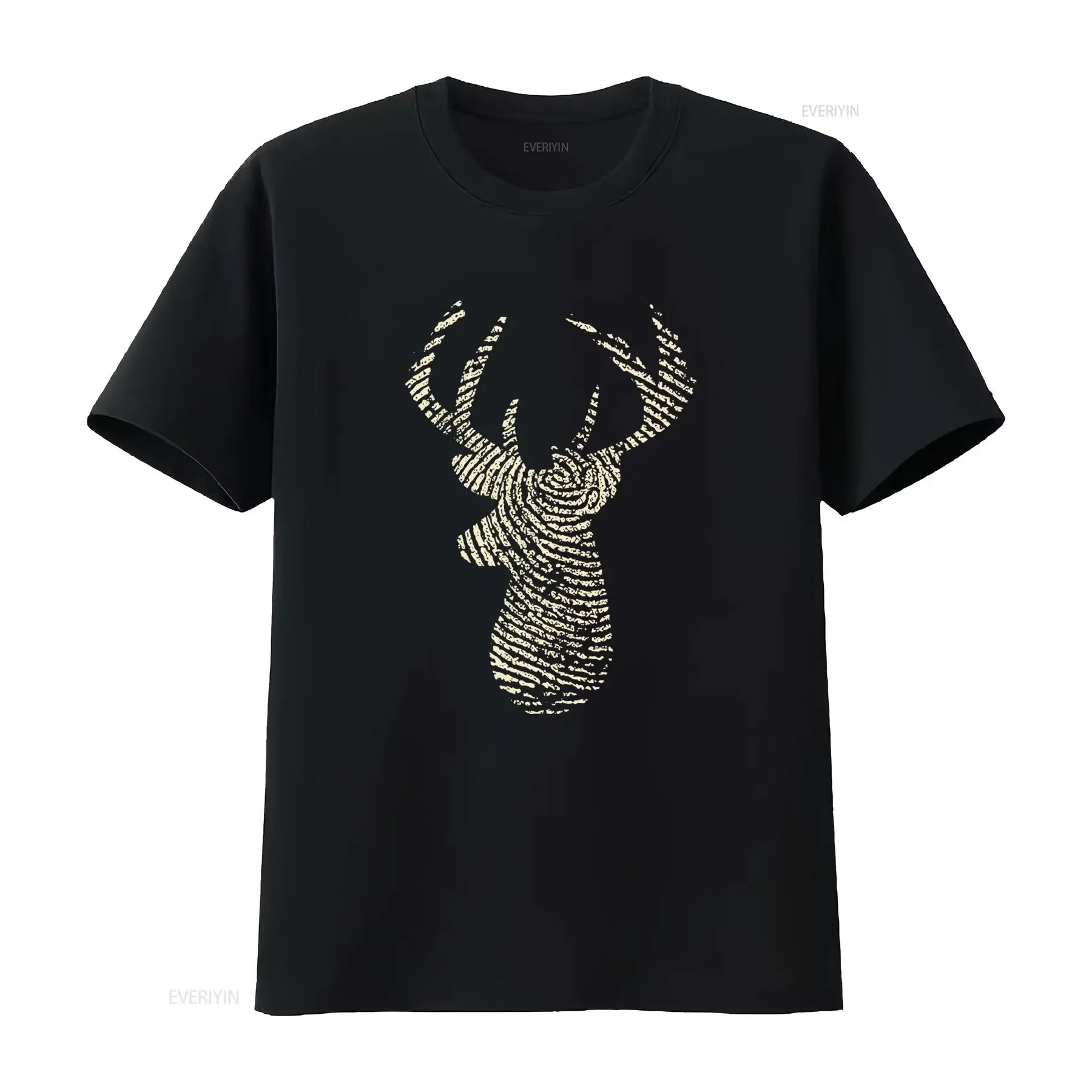 Mens Hunting is Timeless Deer T Shirt S to XXL Unique Fingerprint Design Forest Natural Style vintage Washed graphic Breathable