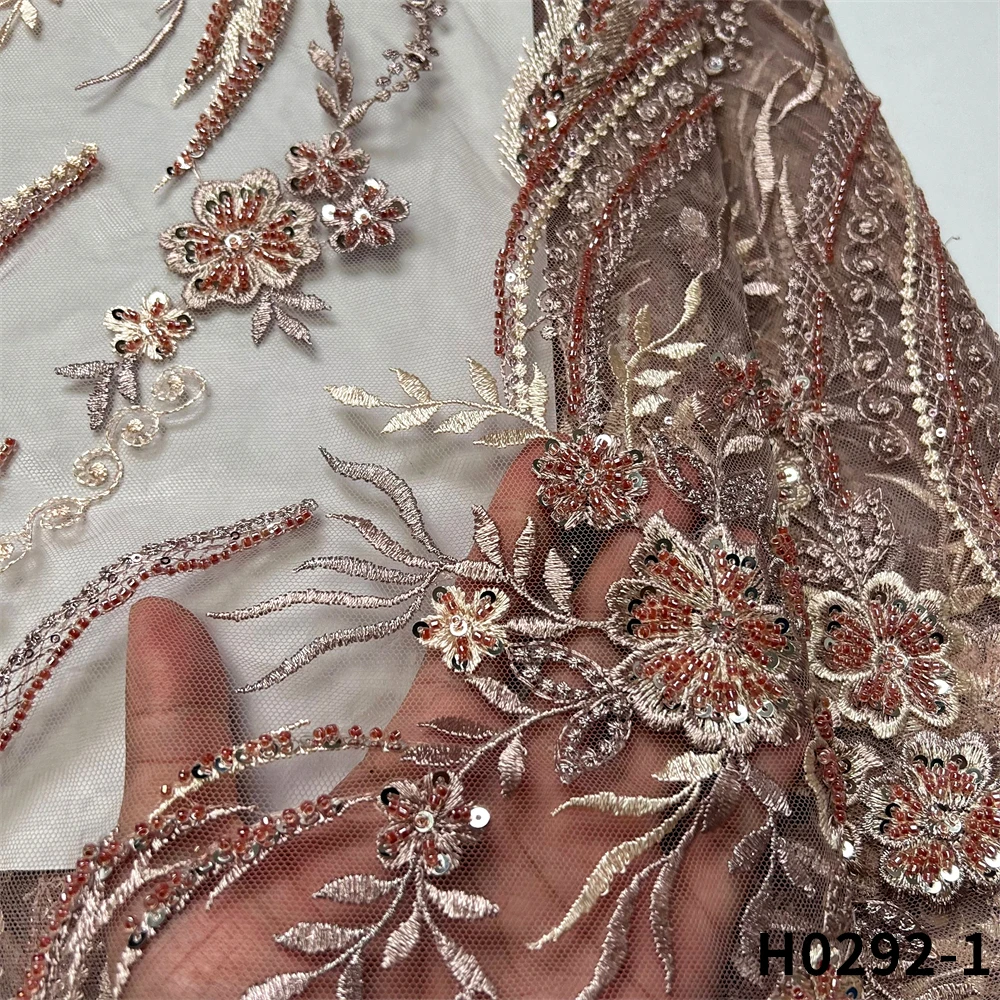 2025 High Quality African Nigerian Tulle Lace Fabric  Sequins Embroidery Beaded  French Guipure Wedding Party Dress 5 Yards