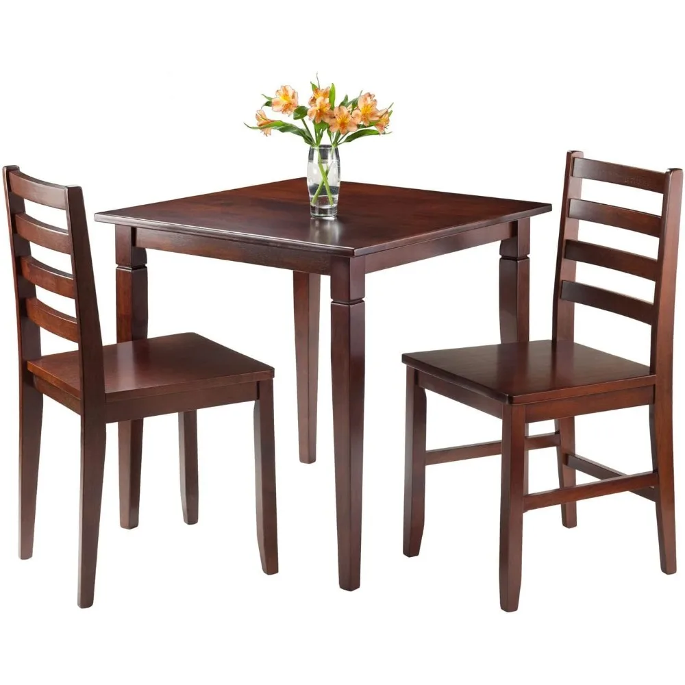 طقم طاولة طعام بنية أنيقة بما في ذلك كرسيين بظهر سلم على طراز هاميلتون #2