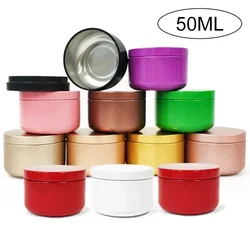 24Pcs 50ml Aluminum Candle Tin Jar Solid Aromatherapy Essential Oil Sealed Jar With Lid Cream Pot Travel Cosmetic Containers