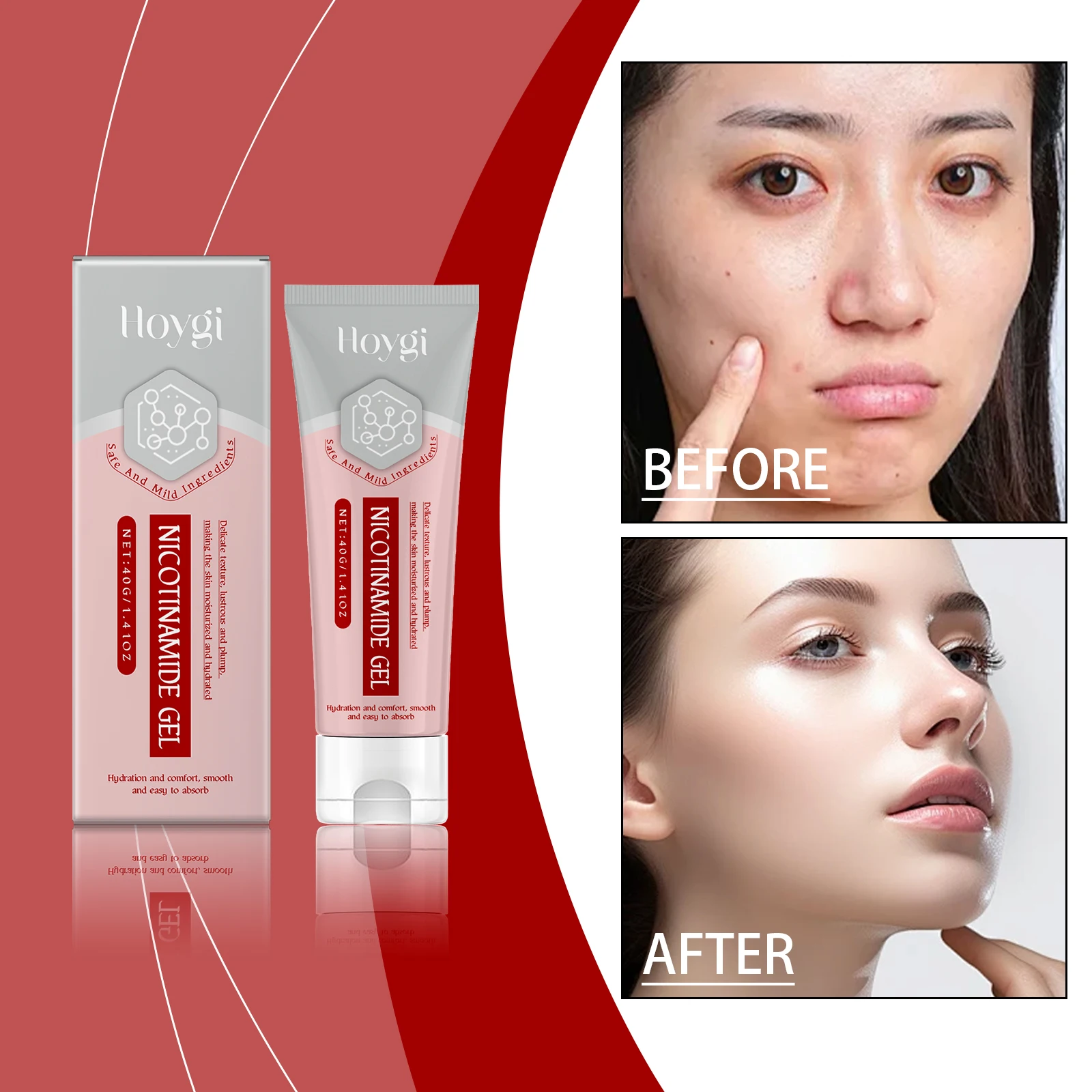 Nicotinamide Gel 40g - Verhelderende en hydraterende gezichtsgel, voller de huid, lichtgewicht formule, 1,4 oz, voor doffe en droge huid