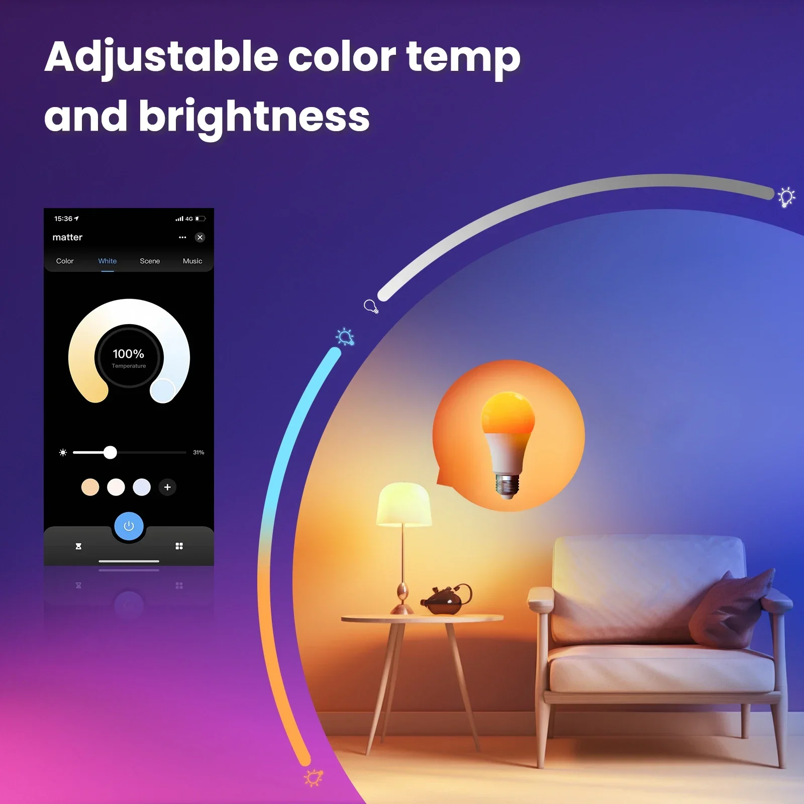 Imagem -04 - Moes-lâmpada Led Regulável Inteligente com Wi-fi Candle Lamp Controle de Voz Tuya Matter 16 Milhões Cores Rgb Alexa Google Home E27