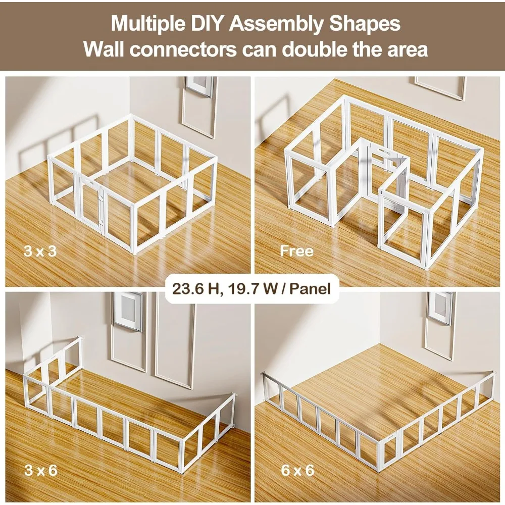 Clear Acrylic Dog Playpen Transparent Dog Playpen Indoor, Easy Assemble Clear Pet Pen for Puppy Bunny Cat Pig