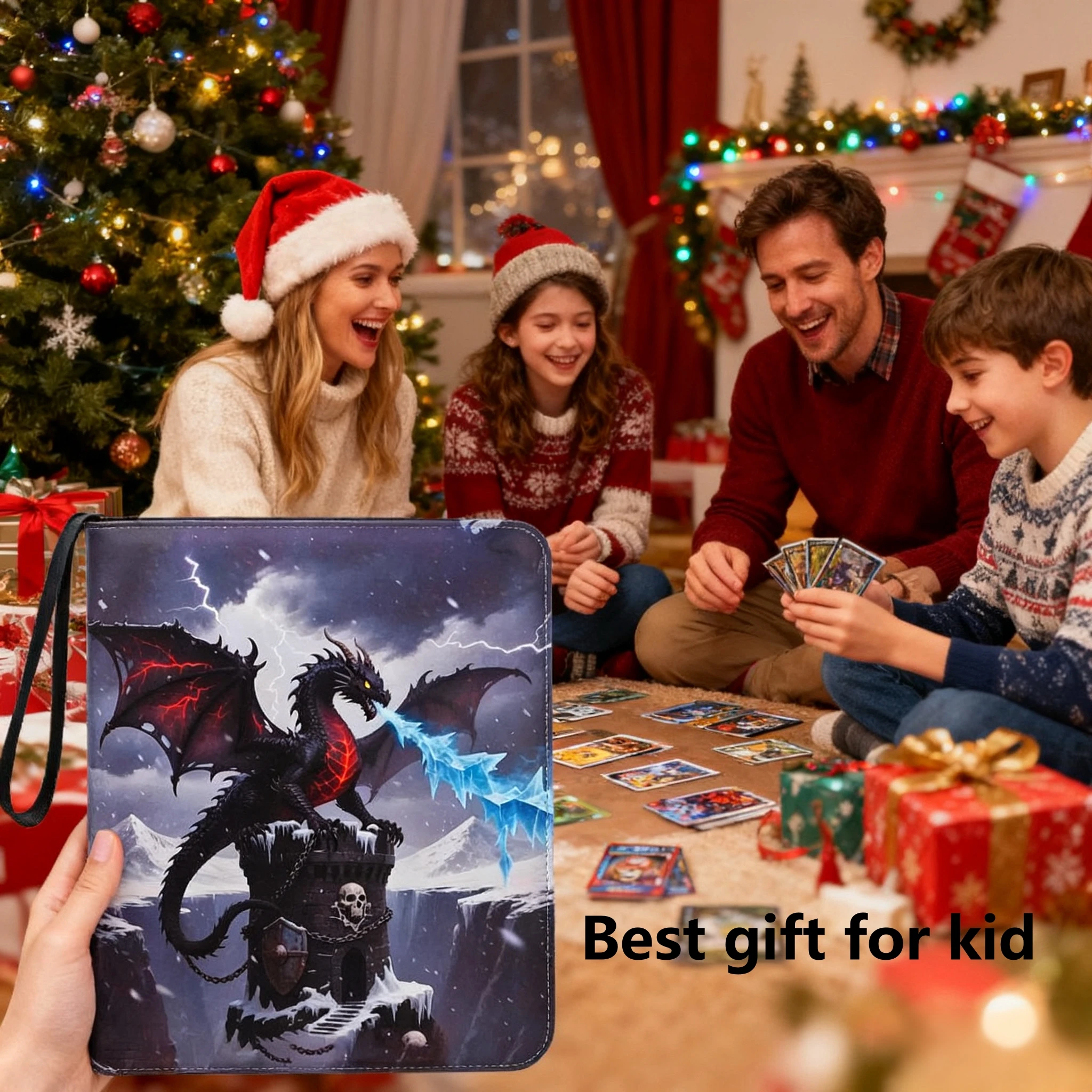 حافظة بطاقات التداول الفاخرة، 9 جيوب مع 50 صفحة قابلة للفصل على الوجهين، يمكن أن تحمل 900 بطاقة، ألبوم جمع بطاقات الألعاب، كتاب تخزين المجموعة للفتيات والفتيان، كتاب تجميع البطاقات، مناسبة لبرج الجليد، هدية عيد الميلاد