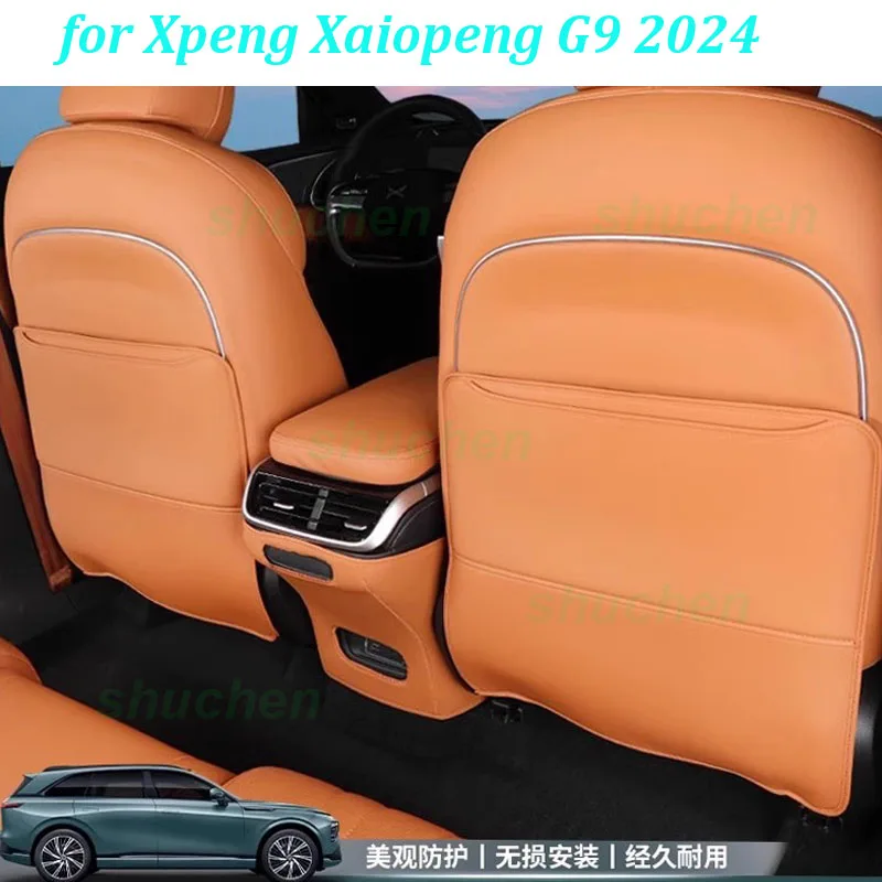 

Car Rear Row Anti-kick Covers for Xpeng Xiaopeng G9 2024 Seat Back Kick Protector Dirt-proof Leather Covers Interior Accessories