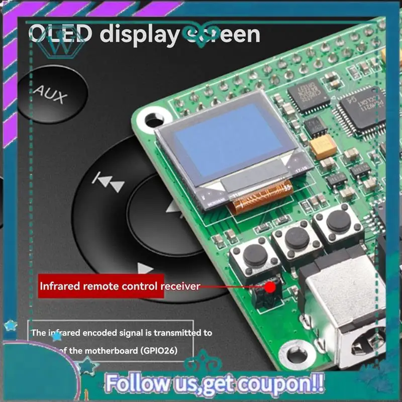 A75Q-For Raspberry Pi Es9038q2m DAC Decoder Board Hifi Audio, Coaxial, Fiber, I2S, Analog Output Supports 768K 32Bit, DSD512