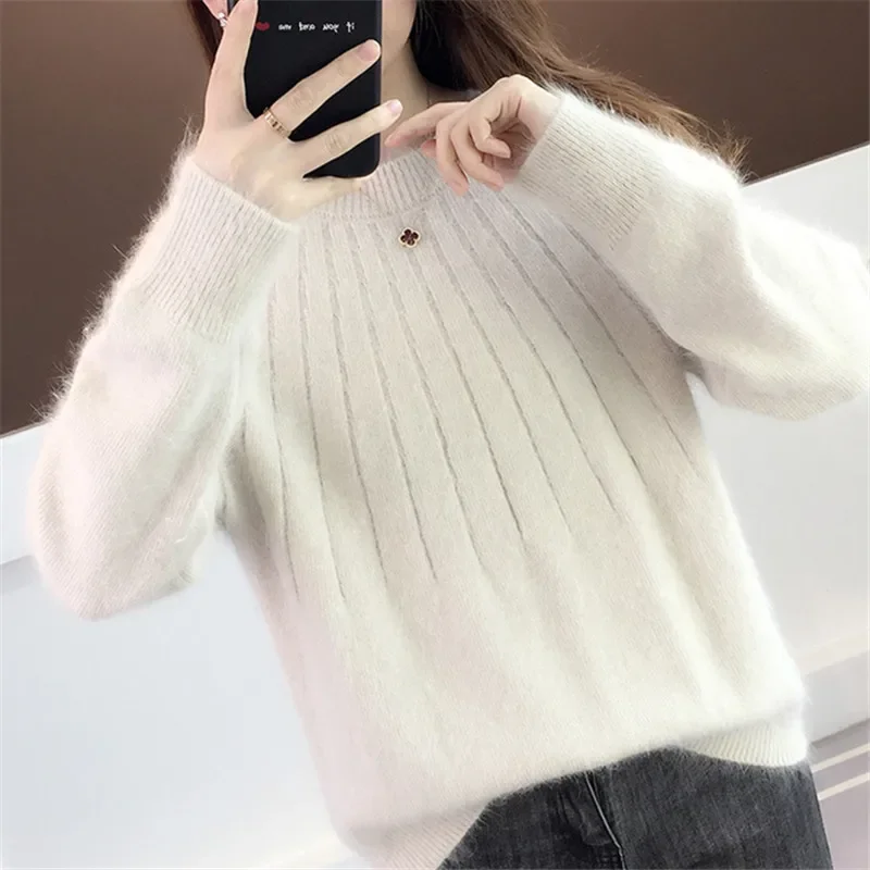 

Spring Autumn Fashion 5 Color Knitted Sweater Women Pullover Korean Casual Short Knit Tops O Neck Long Sleeve Knitwear Female