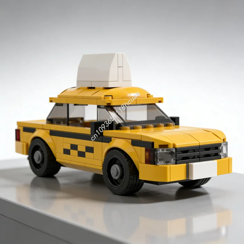 

184pcs MOC Taxi Cab 6 Wide City Traffic Model Building Christmas Gift Blocks Architecture DIY Toy Education Creative Idea