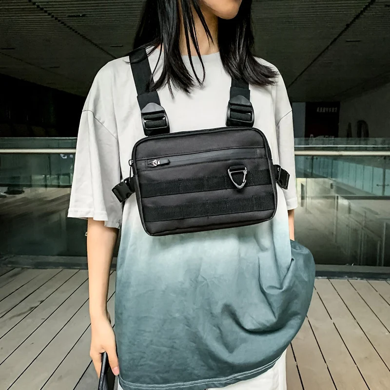 

Hip-hop Streetwear Chest Rig Bag Men High Quality Nylon Unisex Chest Bags Casual Sport Storage Vest Pocket Solid Color Backpack