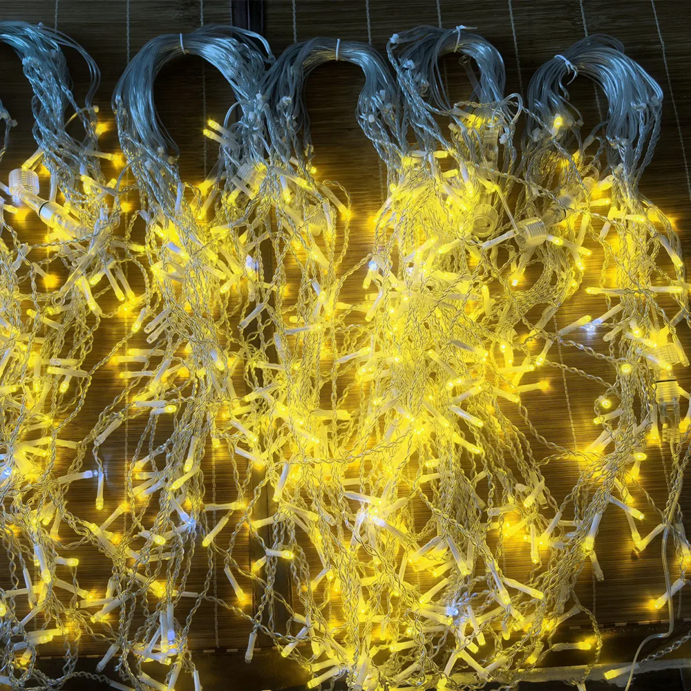 Christmas Decorations 2026 Festoon Led Fairy Lights Starry Style Outdoor(Warm White+Cool White Strobe) 28M(W)*0.4/0.5/0.6M(H)