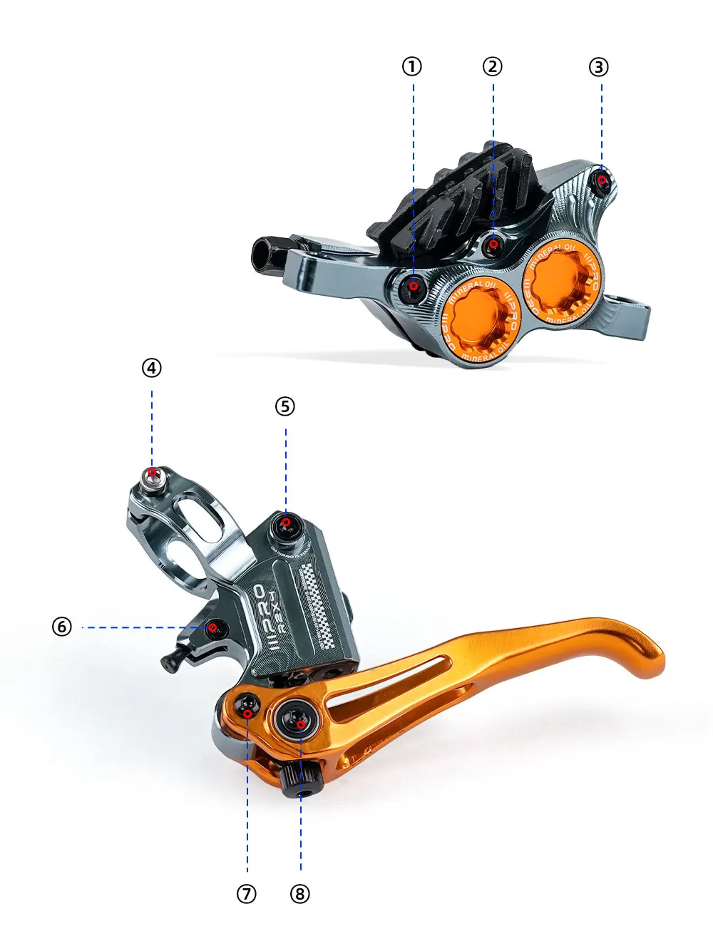 2025 ONIRII IIIPRO R2X4 MTB hydraulische Scheibenbremse 4-Kolben-Innenkabel Schnellspanner MTB-Bremssattel für MTB, Klettern, AM, XC NEU – Detail 2