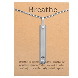 Anxiety Breathing Necklace Stainless Steel Pendant Breathlace Yoga Breathe Easy Necklace Mindfulness Stress Relief for Women Men