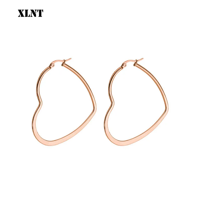 XLNT New Cute Hollow Big Heart Hoop Earrings For Women Gold Silver Color Copper Simple LOVE Trendy Romantic Jewelry Nice Gifts