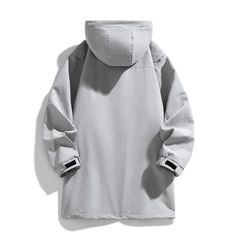Spring Autumn Medium Length Jacket Men Loose Casual Hooded Outwear Male Trend Fashion Long Jackets Hooded Windbreaker Coats Man