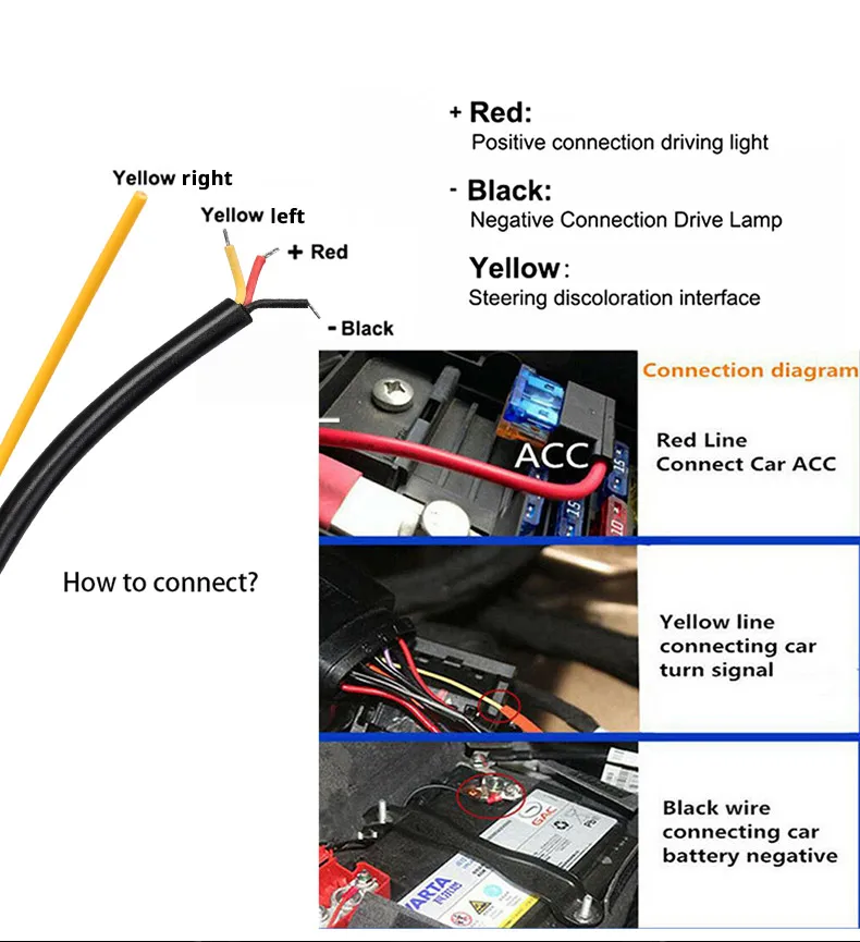 LED Auto Motorhaube Licht Mit Blinker Gelb Scan Start DRL Dynamische Tagfahrlicht Auto Dekorative Ambinet Lampe 12V – Detail 9