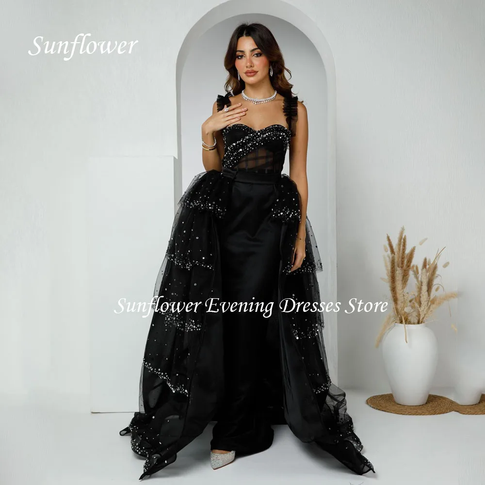 

Sunflower Sweetheart Prom Gown Mermaid Evening Dress Saudi Arabia Slim Satin Party Dress 2023 Tulle Floor-Length Prom Dress