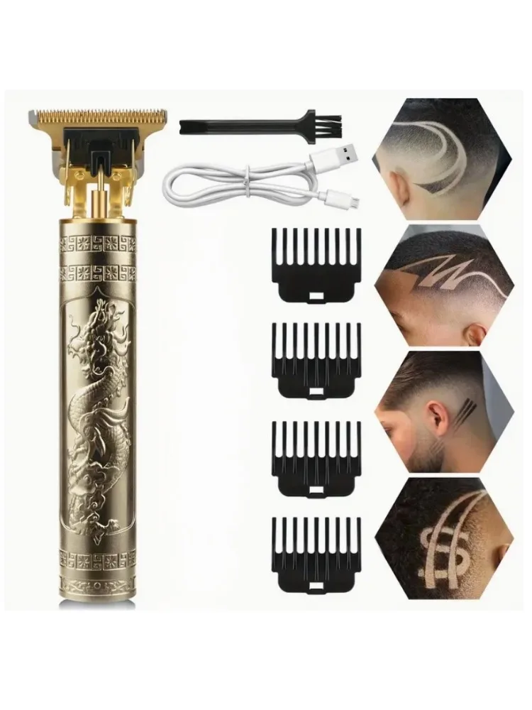 2025 T9 HairClipper Beard Shaving Body Hair Trimmer Clippers Electric Machine Men Haircut Machine 0mm Barber ShaverDragon Carved view 5