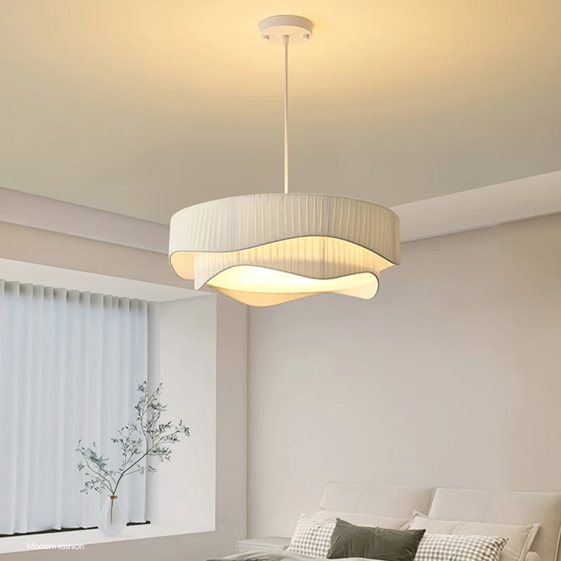 Nordic Medieval Pendant Lamp White Fabric Shade Kitchen Chandelier Lights Designer for Living Room Art Bedroom Restaurant Lamp