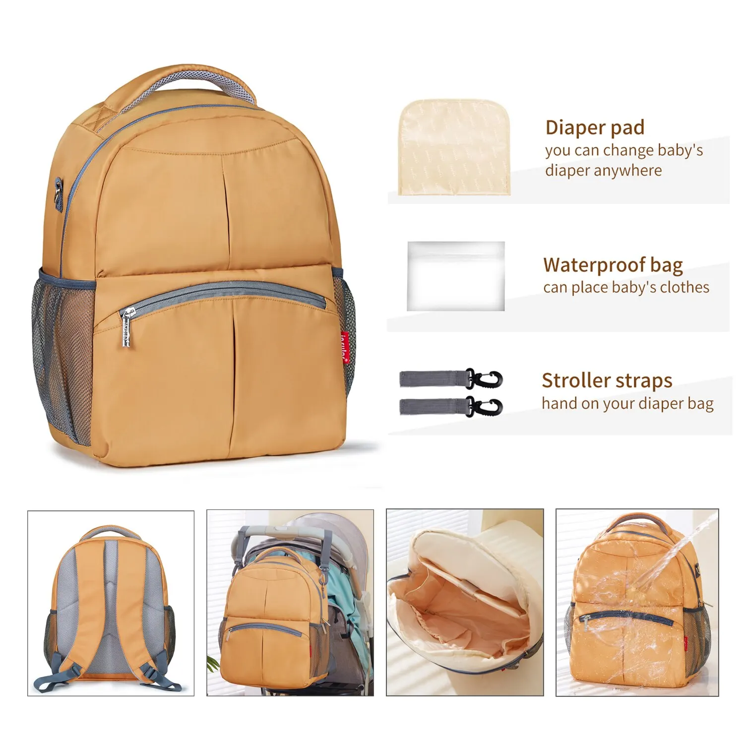 INSULAR Diaper Bag Backpack Large Capacity Multi-function Waterproof Mummy Baby Nappy Bag Travel Stroller Organizer