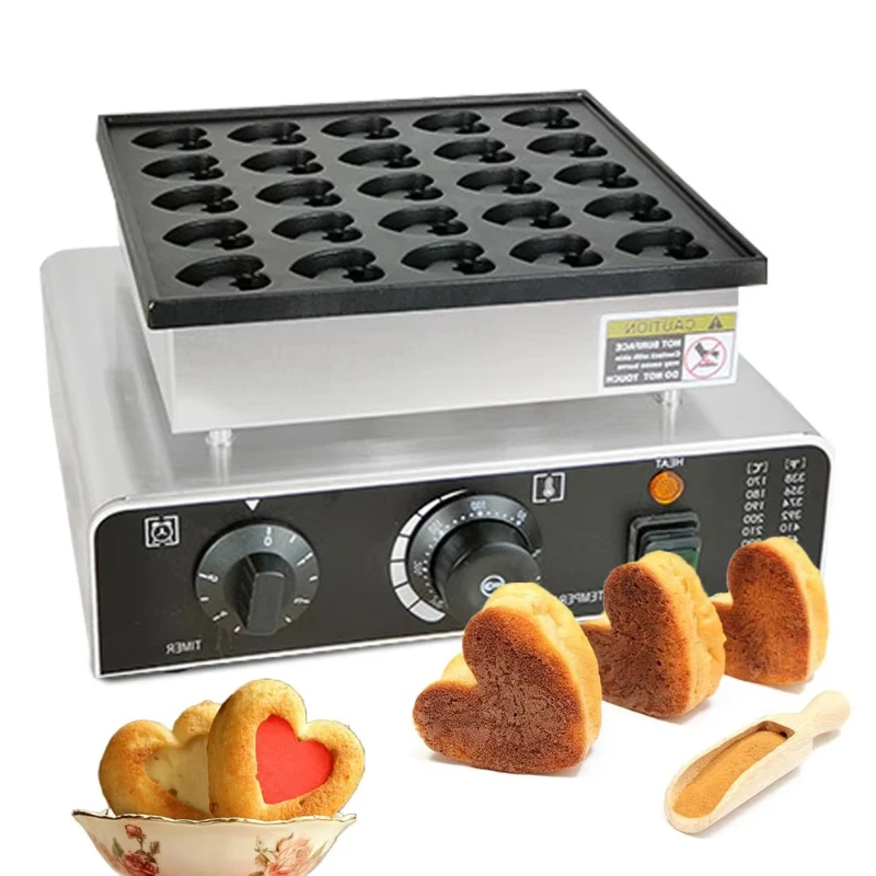 Electric Heart-Shaped Mini Pancake Maker - 900W 220V/110V - Ideal for Kitchen Bakery Snack Bar