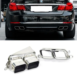 Punta de escape de coche cuádruple para BMW F01 F02 730i 740i 2008 + hasta 760i, puntas de silenciador, boquilla de tubo de escape, puntas de sistema de escape