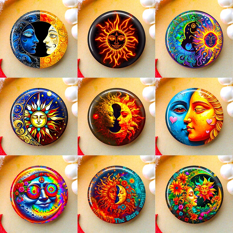 2026 8-50mm DIY Jewelry Making Pendent Accessories Photo Glass Cabochons Round Cameo Set Handmade Settings Stone Moon Sun M84