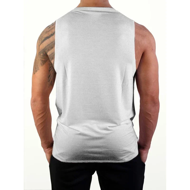 FITNESS SHARK Men Sports Sleeveless Shirt Bodybuilding Training Singlets Mesh Gym Undershirt Running Breathable Vest