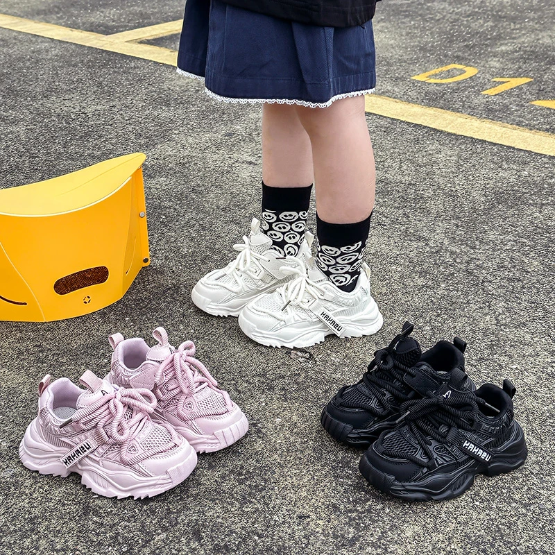 Kids Sneaker Thick Soft Sole Children Sports Shoes Casual Mesh Breathable 2025 New Fashion Kids Running Shoes Hook&loop Non-slip