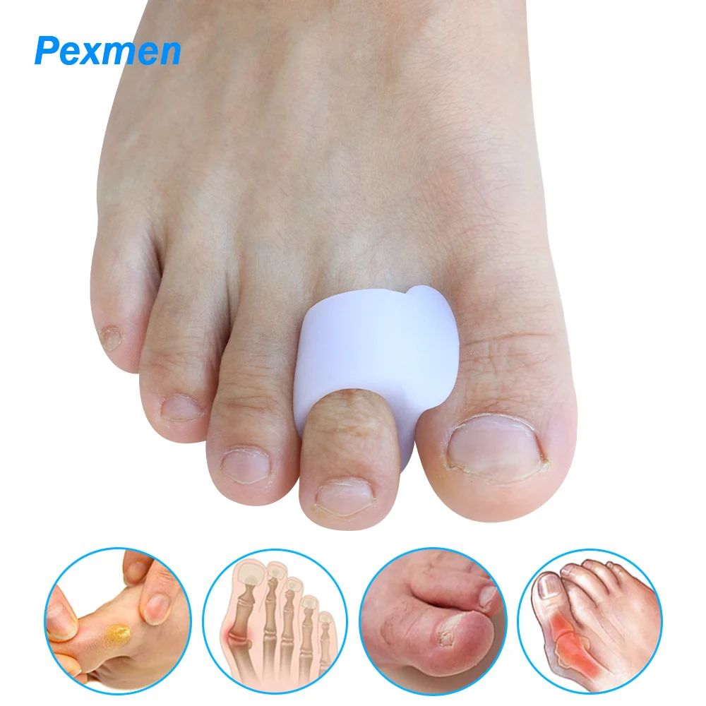 Pexmen 2Pcs Gel Toe Separator for Overlapping Toes Bunions Pads Big Toe Alignment Corrector Spacer Foot Care Protector