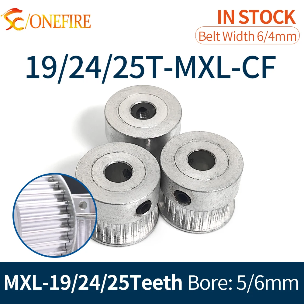 MXL 19/24/25 Teeth Timing Pulley Bore 5/6mm For Belt Width 6/4mm MXL 3D Printer aluminium Synchronous Wheel 19 24 25Teeth Gear