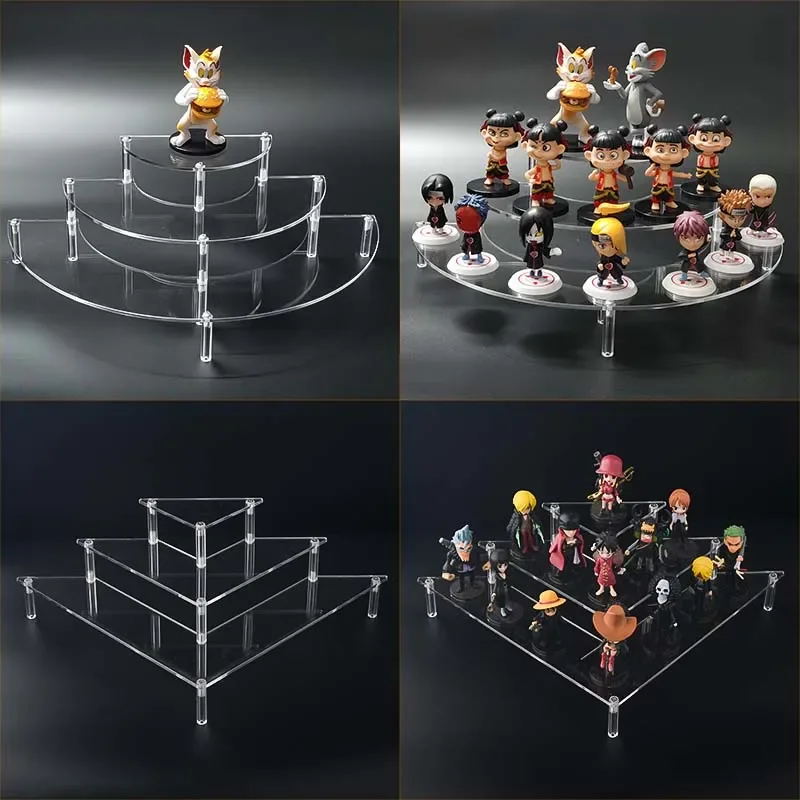 

1-4 Tier Acrylic Display Stand for Action Figures,Cosmetic Rack Clay Doll Jewelry Cupcake Perfume for Corner Display Riser Shelf