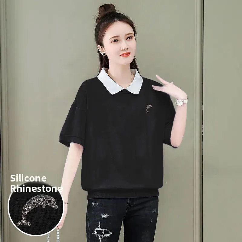 Damska bluza na wiosnę i lato, luźna, uniwersalna, odmładzająca, plus size, top.