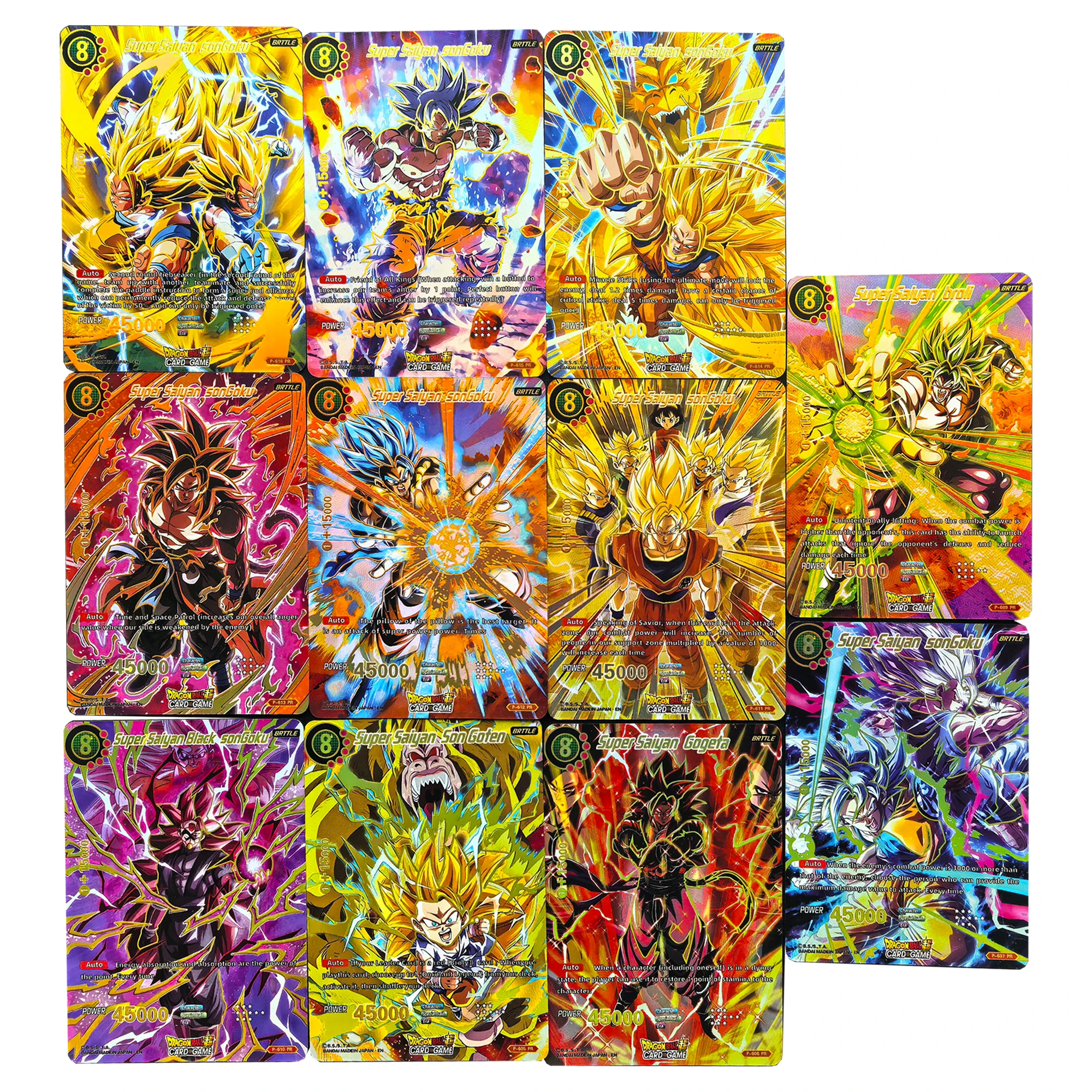 11 unids/set Diy Dragon Ball Ultra Instinct tarjeta de colección refracción Color Flash estampado en caliente tarjetas de Anime Super Saiyan juguetes de regalo